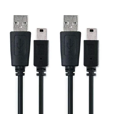 Abbildung von CELLONIC 2X Ersatz USB Kabel 1m für Sony Dualshock 3 / Sixaxis PS3 Controller &amp; PS4 Move Motion Ladekabel Mini auf A 2.0 Datenkabel 1A schwarz PVC Gamepad Game Pad
