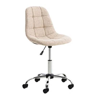 Abbildung von CLP Bürostuhl Emil I Höhenverstellbarer Drehstuhl Mit Stoffbezug Und Metallgestell In Chromoptik Schreibtischstuhl Gestepptem Sitz, Farbe:Creme