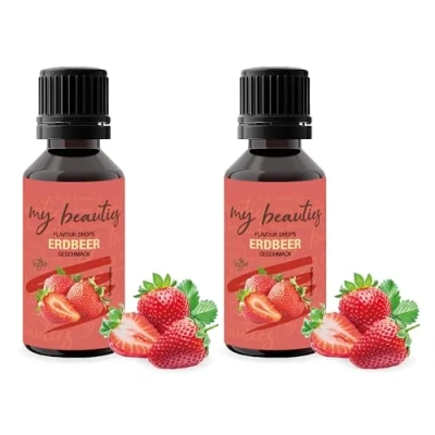 Abbildung von my beauties Flavour Drops 2x 30 ml Erdbeere Aroma Tropfen für Lebensmittel zuckerfrei und kalorienarm