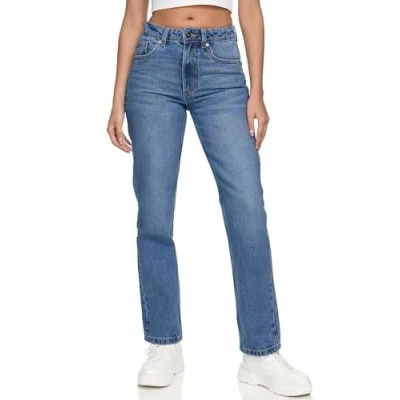 Abbildung von REPUBLIX Damen Mid Waist Loose fit Denim Jeans Basic RJ 1002 Dunkelblau 32