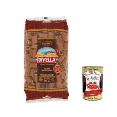 Abbildung von 20x Pasta Divella Mezze maniche integrale n.55 Vollkor italienisch Nudeln 500 g + Italian Gourmet polpa 400g