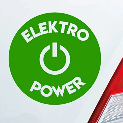 Abbildung von Hellweg Druckerei Elektro Power Elektrizität Energie Öko Strom Auto Aufkleber Sticker Heckscheibenaufkleber
