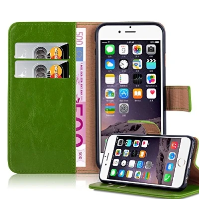Abbildung von Cadorabo Hülle kompatibel mit Apple iPhone 6 / 6S aus Premium Kunst Leder Flip Klappbare Stoßfeste Magnetische [Standfunktion] [Kartenfächern] Cover für Tasche in Grün