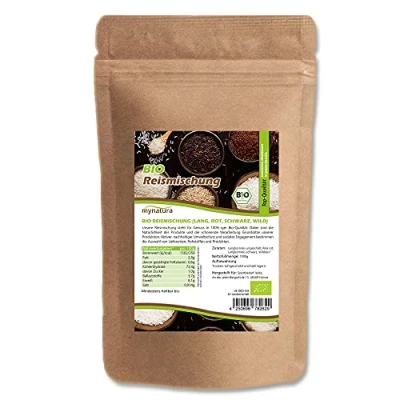 Abbildung von Mynatura Bio Reismischung (Langkorn , Roter Schwarzer und Wildreis) I Mischung aus verschiedenen Reissorten Reiskörner Rice Im Beutel (1000g)