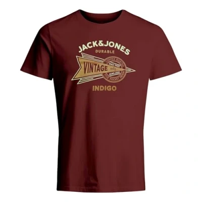 Abbildung von JACK &amp; JONES Herren Shirt T Kurzarmshirt Tee Crew Neck, Farbe:Rot, Artikel: Port, Größe:M