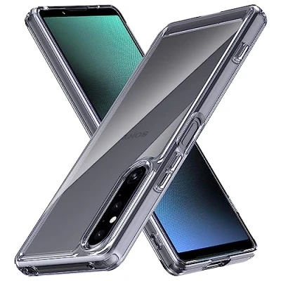 Abbildung von Verco Handyhülle für Sony Xperia 1 V Case, Handy Cover 2023 Hülle Transparent Dünn Klar Silikon, durchsichtig