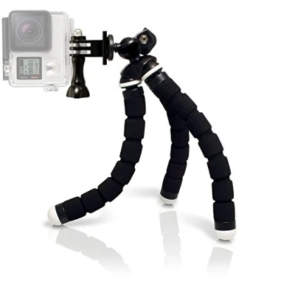 Abbildung von micros2u Gopro Small Flexibles Octopus 2 in 1 Reisestativ, Tischplatte, tragbares Stativ. [Verbesserter 2019 Metallkugelkopf]. Geeignet für Hero, Session, Kompaktkameras und andere Actionkameras