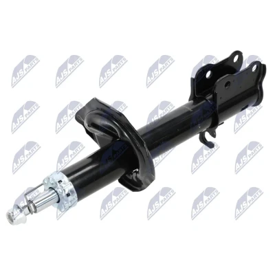Abbildung von NTY A MZ 034 Stoßdämpfer Hinterachse links Gasdruck Zweirohr Federbein oben Stift, unten Schelle MAZDA: 626 V Hatchback
