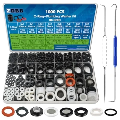 Abbildung von ZDBB 1000 Pcs 18 Größe O Ring Kit + Gummi Unterlegscheiben Sortiment für Sanitär Wasserhahn Wasserleitung Gartenschlauch Duschköpfe Waschmaschine Dichtung Reparatur