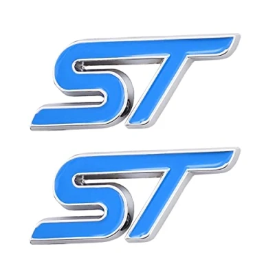 Abbildung von 2 Stück 3D Metall ST Aufkleber Autokopf Emblem Abzeichen Chrom für Die meisten Automodelle (blau)