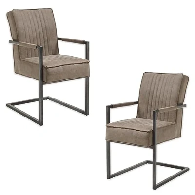 Abbildung von LINDA Schwingstuhl 2er Set mit schwarzem Metallgestell und Microfaser Bezug, Taupe Bequemer Freischwinger Stuhl für Esszimmer &amp; Küche 51,5 x 92 70 cm (B/H/T)