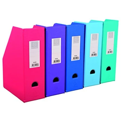 Abbildung von Exacompta 90180E 10er Pack Stehsammler für DIN A4 mit Rückenetikett. Farbig sortiert 70mm breit, ideal zur Aufbewahrung von Zeitschriften oder Katalogen Zeitschriftensammler