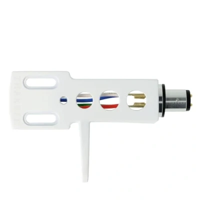 Abbildung von THAKKER HS 10 Headshell aus leichtem Aluminium Weiß SME Anschluss inkl. Kabel