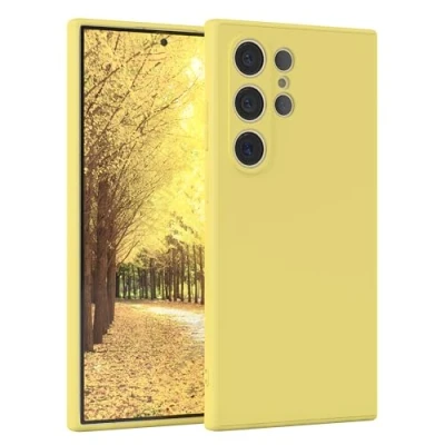 Abbildung von EAZY Case Silikonhülle für Samsung Galaxy S24 Ultra Hülle Silikon Gelb weich stoßfeste Handyhülle Schutzhülle mit Kameraschutz Dünn Premium Schutz Cover Bumper in Pastellgelb