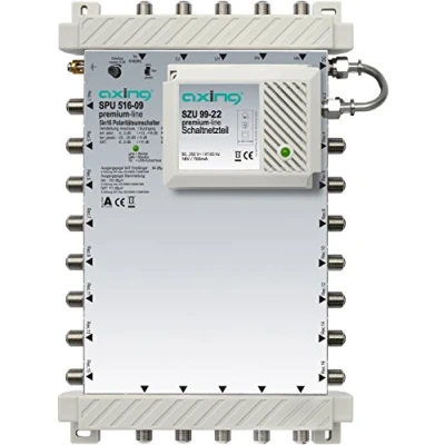 Abbildung von Axing SPU 516 09 SAT Multischalter 16 Teilnehmer Premium Line erweiterbar aktiv Quad tauglich energiesparend (5 x 16)