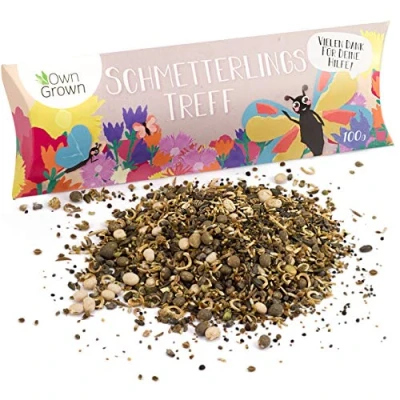 Abbildung von Schmetterlingstreff Blumenmischung: 100g Premium Schmetterling Blumensamen Saatgut Insektenfreundliches Bienenweide Saatgut, Blumenwiese Samen mehrjährig und einjährig Wildblumensamen von OwnGrown