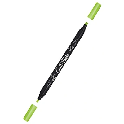 Abbildung von ONLINE Calli.Twin Pen mit Double Tip, Doppelkontur und Kalligraphie Spitze, Handlettering Brush Pens in verschiedenen Farben, bunte Bullet Journal Stifte für Kalligrafie, Aquarell, Farbe: Lime