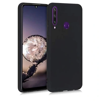 Abbildung von kwmobile Hülle kompatibel mit Huawei Y6p weiches TPU Silikon Case Cover geeignet für kabelloses Laden Schwarz matt