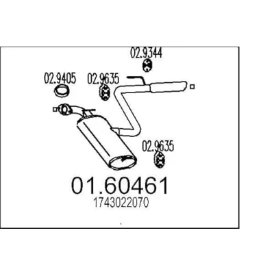 Abbildung von MTS 01.60461 Endschalldämpfer 1015 TOYOTA: Celica VII Coupe
