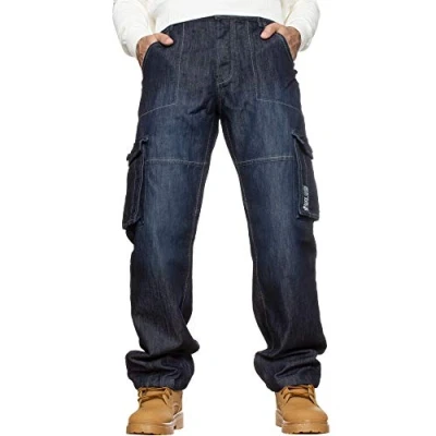 Abbildung von Enzo Herren Combat Jeans, legere Cargo Arbeitshose, Denim Hose, groß, alle Taillen, Dark Stonewash, 30 W/32 L