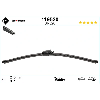 Abbildung von Scheibenwischer Swf Visioflex Rear 119520 240mm hinten Rahmenlos RENAULT: CLIO 4 Schrägheck, Grandtour, Kasten, CITROËN: C5 III Kombi