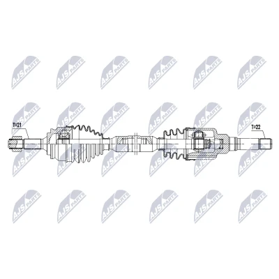 Abbildung von NTY NPW PE 113 Antriebswelle Vorderachse rechts 883mm 75mm Schaltgetriebe