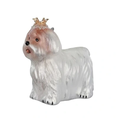 Abbildung von Christbaumschmuck Glas 8,5cm Havaneser Hund Figur zum Aufhängen handbemalt Weihnachtsbaum Anhänger für Weihnachten Christbaumanhänger &amp; Weihnachtsbaumschmuck Tiere Weiß