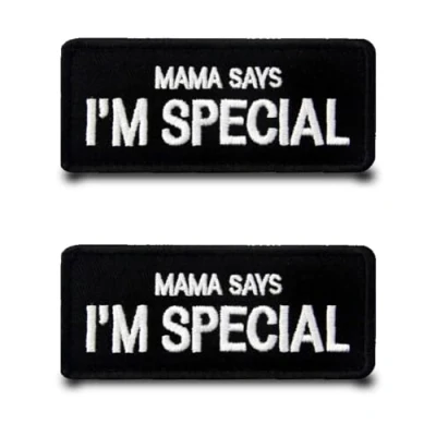 Abbildung von 2 Stück&quot;Mama Says I&#039;M Special&quot;Lustig Flagge Patch Gestickt Abzeichen Aufnäher mit Stickerei Taktisch Militär Applikation für Kleidung Taschen Weste Jacke Rucksäcke