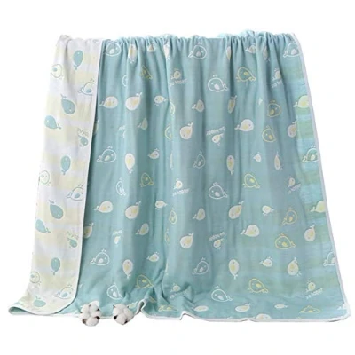Abbildung von Hayisugar Baby Kuscheldecke, extra weich, 100% Baumwolle, 6 lagig, Decke, Babydecke, Einschlagdecke, Kinderwagendecke, Kinderdecke, Wohndecke Tagesdecke Sommerdecke, Grün Delphin, 120 x 150 cm
