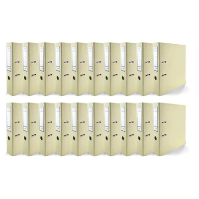 Abbildung von Netuno 20x Akten Ordner DIN A4 Ekobox Premium Edition glänzend Vanille 2 Ring Mechanik Ringorder 75mm Kunststoff breit Büroordner Plastikordner Briefordner Ringmappe breiter Aktenordner