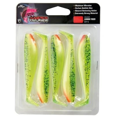 Abbildung von Fox Rage Zander Pro Shad Lemon Tiger Ultra UV Packs 7,5cm 5pcs Gummifisch