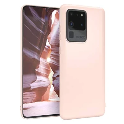 Abbildung von EAZY CASE Handyhülle Silikon mit Kameraschutz kompatibel Samsung Galaxy S20 Ultra / 5G in Hell Rosa, dünn, Slimcover, Silikonhülle, Hülle, Softcase, Backcover