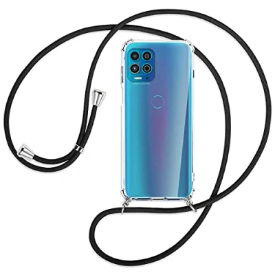 Abbildung von mtb more energy® Handykette kompatibel mit Motorola Moto G100 (6.7&#039;&#039;) schwarz Smartphone Hülle zum Umhängen Anti Shock Full TPU Case