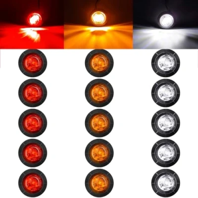 Abbildung von GOFORJUMP 15 STÜCKE Anhänger LKW Led Seitenmarkierung Blinker Kontrollleuchten Rot/Gelb/Weiß Hinten Seitenmarkierungsleuchte Bus Auto Außenleuchten 12 V