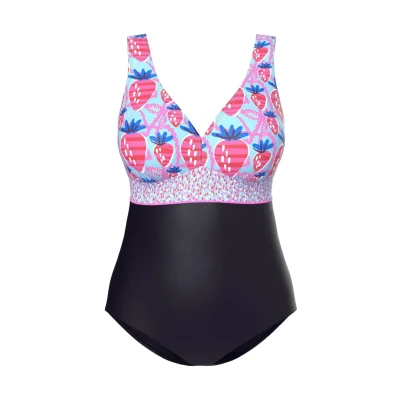 Abbildung von Ulla Popken Strawberry Badeanzug, Damen, Größe: 42, Black