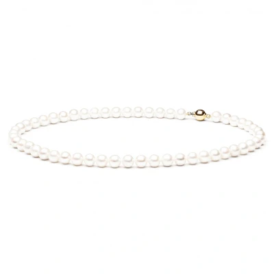 Abbildung von Gaura Pearls Perlenkette weiß, klassisch, 45 cm, echte Süßwasserzuchtperlen, 585 Weiß/Gelbgold