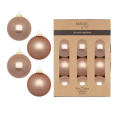 Abbildung von Weihnachtskugeln Glas 8cm 12 Stück matt &amp; glänzend Christbaumkugeln Weihnachtsbaumkugeln für Weihnachten Christbaumschmuck Weihnachtsbaumschmuck Golden Sesame