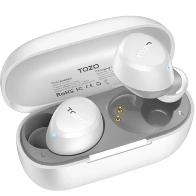Abbildung von TOZO A1 Mini Bluetooth Kopfhörer 5.3 Kabellos Bluetooth, In Ear für kleine Ohren mit APP Steuerung, 32 Std Spielzeit Stereo Ohrhörer, IPX5 Wasserdicht Kabellose Weiß