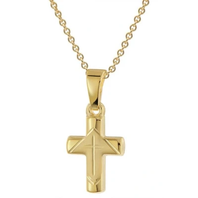 Abbildung von trendor 28218 Kinder Kreuz Anhänger Gold 333 / 8K An Vergoldeter Silberkette