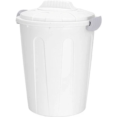 Abbildung von Spetebo Mülleimer Universal Kunststoff Maxitonne 40 Liter weiß, Allzweck Tonne mit feststellbarem Deckel