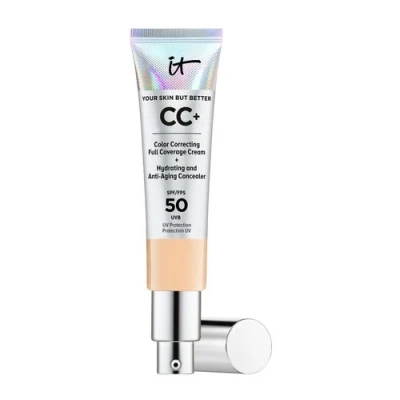 Abbildung von IT Cosmetics, CC+ Anti Aging Creme, hohe Deckkraft, wasserfest, natürliches Finish, Formel mit Peptiden, Kollagen und Vitaminen, Your Skin But Better, Farbtöne: Light Medium, 32 ml