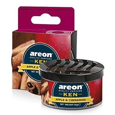 Abbildung von Areon Ken Lufterfrischer Dose Auto Duft Apfel Zimt Autoduft Apple Cinnamon Duftdose Wohnung Erfrischer 3D Set Pack x 6