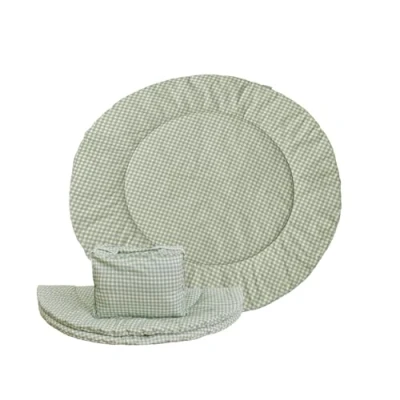 Abbildung von molis&amp;co Krabbeldecke Runder für Baby 100x100 cm 100% Baumwolle (OEKO TEX) Spielmatte Multifunktional, Dick &amp; weich gepolstert Ideal als Babydecke Spieldecke Mint Tea
