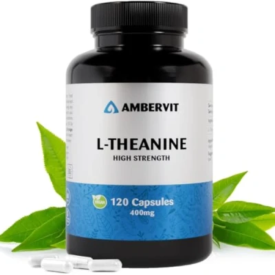 Abbildung von L Theanin Hochdosiert 400mg pro Kapsel 120 Kapseln Für Konzentration, Entspannung &amp; Stressabbau Vegan, Keine Füllstoffe oder Bindemittel Allergen und Gluten Frei Ambervit