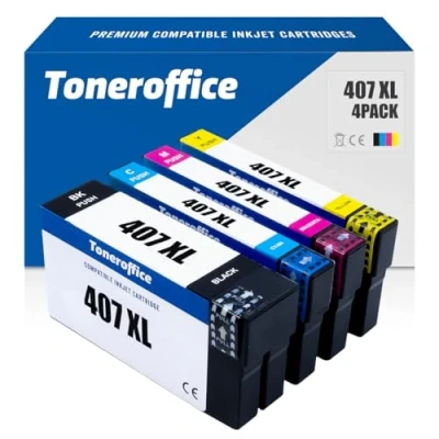 Abbildung von 407 Druckerpatrone XL Kompatibel Multipack 4er Set für Epson C13T07U140, C13T07U240, C13T07U340, C13T07U440 Druckerpatronen 1x Schwarz Cyan Magenta Gelb