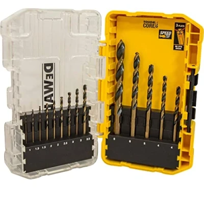 Abbildung von Dewalt HSS G Black &amp; Gold Metallbohrer Set DT70727 (14 teilig, mit Kernverstärkung + optimierter Spiralnut, in kleinem ToughCase, Tstak kompatibel, für Einsätze Stahl, Eisen, Nickel, Messing, uvm.)