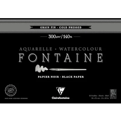 Abbildung von Clairefontaine 975306C Malblock Fontaine verleimt mit 20 Blatt, feine Körnung 36x51 cm 300g, Schwarz