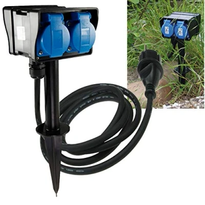 Abbildung von ChiliTec Gartensteckdose 4 fach 230V Außensteckdose mit Erdspieß IP44 2m Kabel