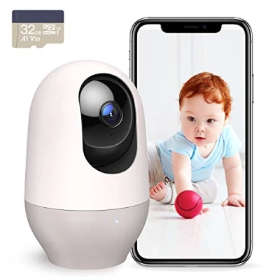 Abbildung von nooie Babyphone mit SD Karte, Kamera, 360 WLAN Babykamera Telefon App, AI Bewegungsverfolgung und Geräuscherkennung, 1080P Nachtsicht, Zwei Wege Audio