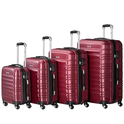 Abbildung von Zelsius Koffer Set 4 Stück, Rot ABS Hartschalenkoffer mit Zahlenschloss, Rollen und Innen Trennwand Handgepäckkoffer, teilig, Trolley, Groß, Luggage